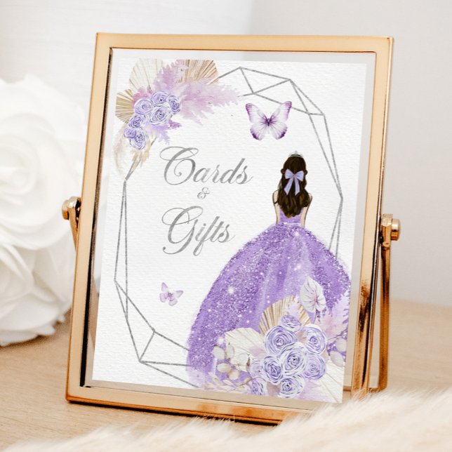 Boho Silver Lilac Flowers 15 Años Cards & Gifts Poster (Creator Uploaded)