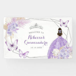 Boho Silver Lilac Geometric Quinceañera Large Banner