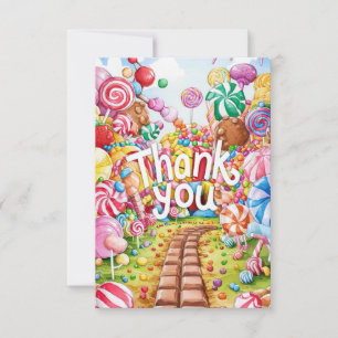 Boho Simple Candyland thank you card