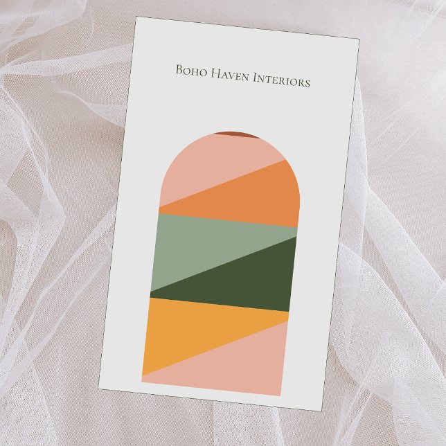 Boho Simple Minimalist Abstract Logo QR Code  Arch Business Card (Creator Uploaded)