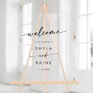 Boho Simple Modern Clear Acrylic Wedding Welcome Acrylic Sign