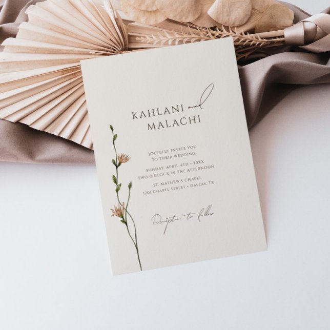 Boho Simple Wildflower Elegant Wedding Invitation (Creator Uploaded)