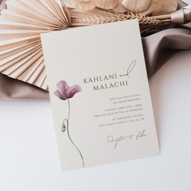 Boho Simple Wildflower Modern Wedding Invitation (Creator Uploaded)