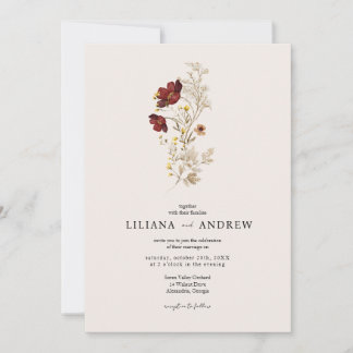 Boho Simple Wildflower Wedding Invitation