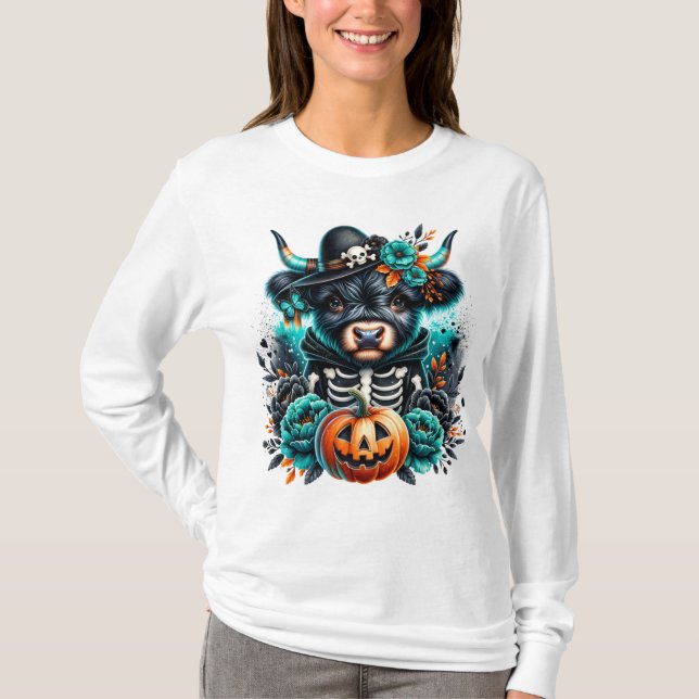 Boho skeleton cow T-Shirt (Front)
