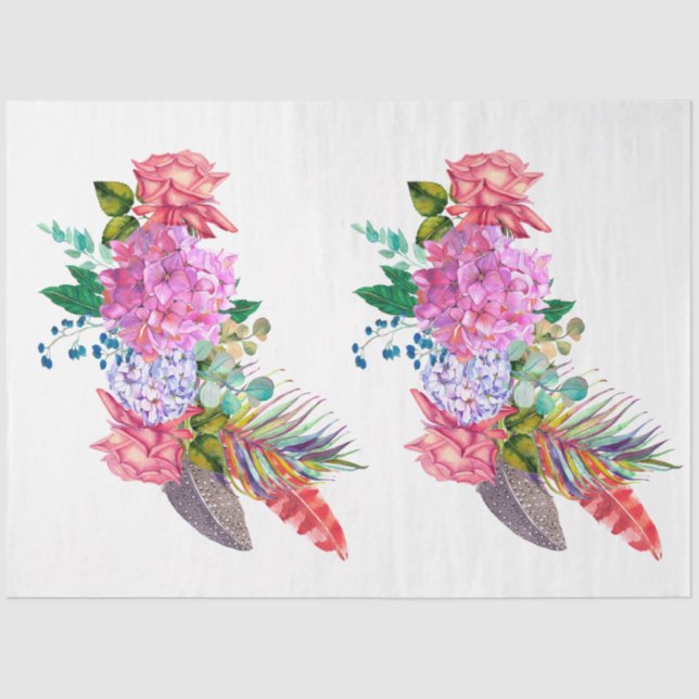 Boho Skull and Flowers Series Design 6 Tissue Paper (Front)