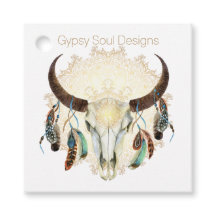 Boho Skull with Feathers