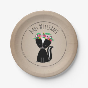Boho Skunk Cardstock Inspired Custom Baby Shower Paper Plate
