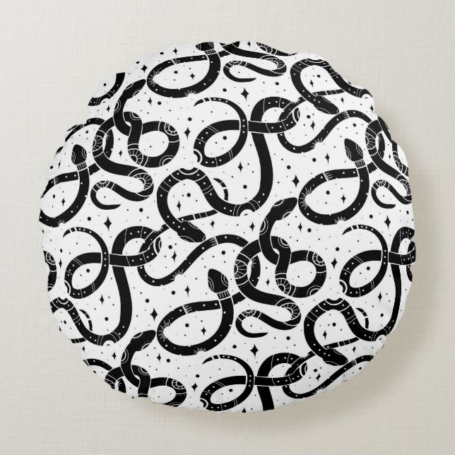 Boho snakes round cushion (Front)