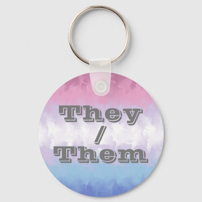Boho Soft Customisable Pronoun Bigender Pride Flag Key Ring (Back)