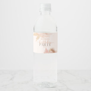 Boho Soft Pink Floral Flowers Birthday Party Water Bottle Label