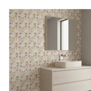 Boho Soft Pink Watercolor Wildflower Ceramic Tile