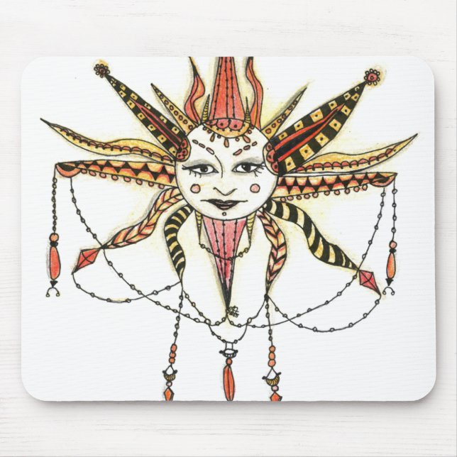 Boho Soleil Hand Drawn Mouse Pad (Front)