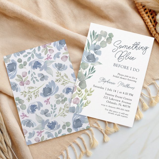 Boho Something Blue Floral Shower Invitation (Creator Uploaded)