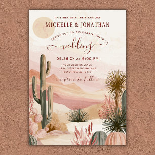 Boho Southwestern Watercolor Desert Cactus Wedding Invitation