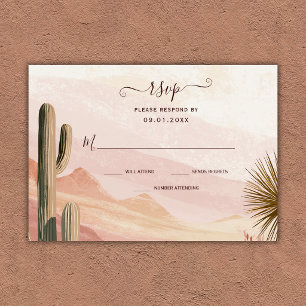 Boho Southwestern Watercolor Desert Cactus Wedding RSVP Card