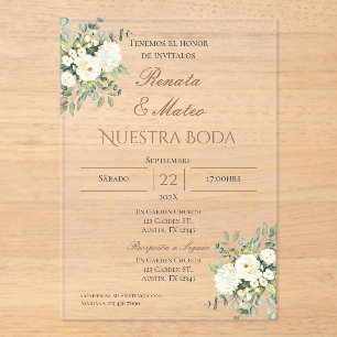 Boho Spanish Acrylic Wedding Invitation