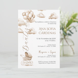 Boho Spanish Baptism Girl invitation