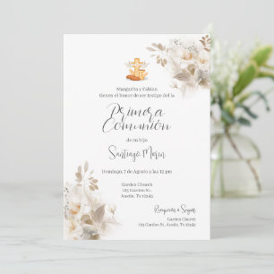 Boho Spanish First Holy Communion Invitation