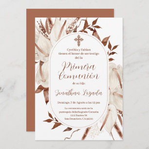 Boho Spanish First Holy Communion Invitation