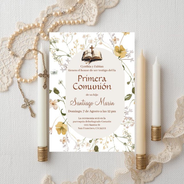 Boho Spanish First Holy Communion Invitation (Creator Uploaded)