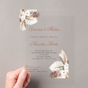 Boho Spanish Wedding Acrylic Invitation