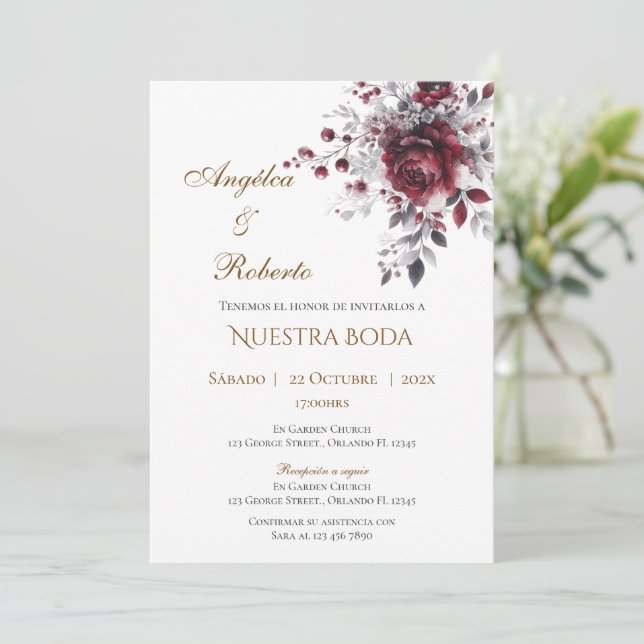 Boho Spanish Wedding Invitation (Standing Front)