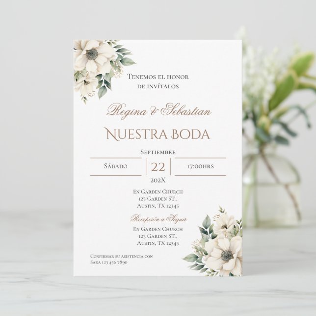 Boho Spanish Wedding Invitation (Standing Front)