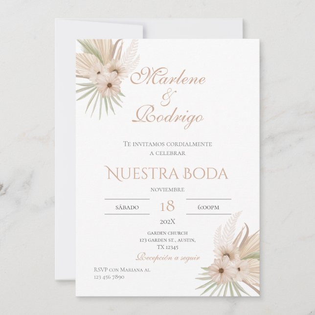 Boho Spanish Wedding Invitation (Front)
