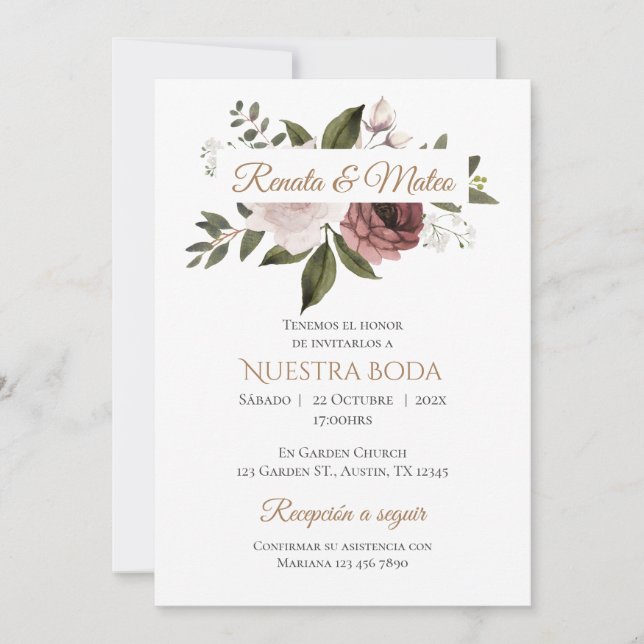 Boho Spanish Wedding Invitation (Front)
