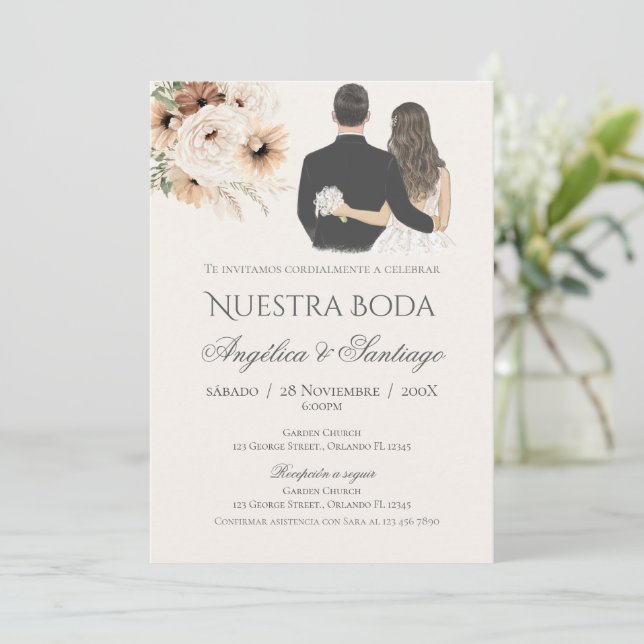 Boho Spanish Wedding Invitation (Standing Front)