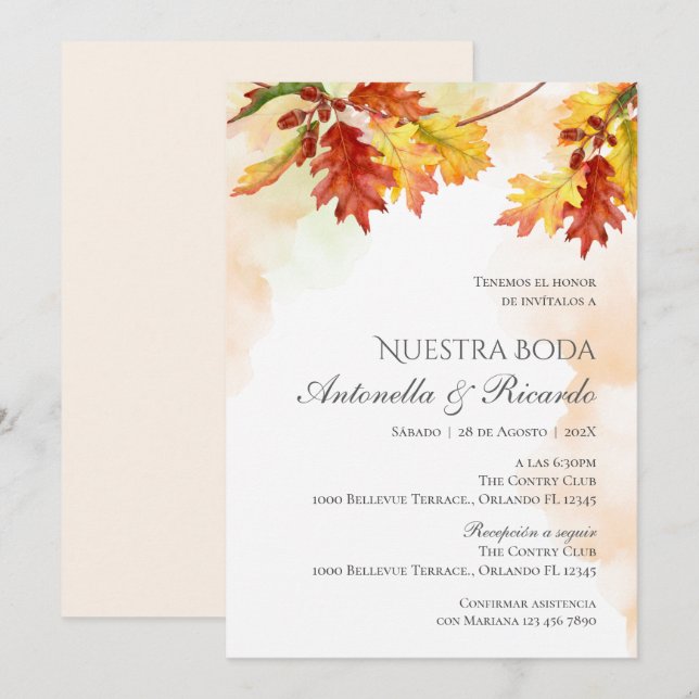 Boho Spanish Wedding Invitation (Front/Back)