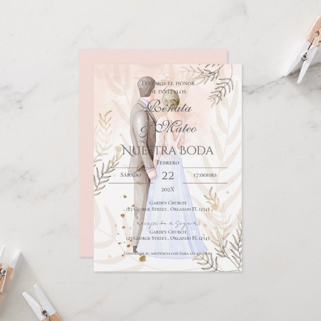 Boho Spanish Wedding Invitation (Front/Back In Situ)