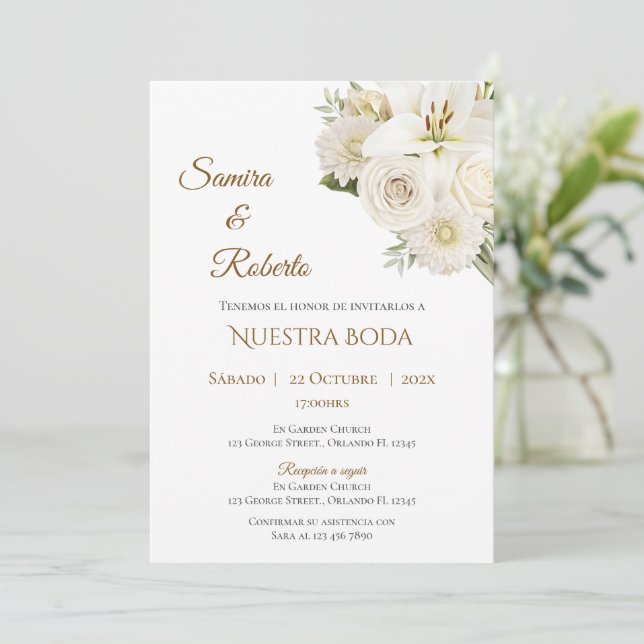Boho Spanish Wedding Invitation (Standing Front)