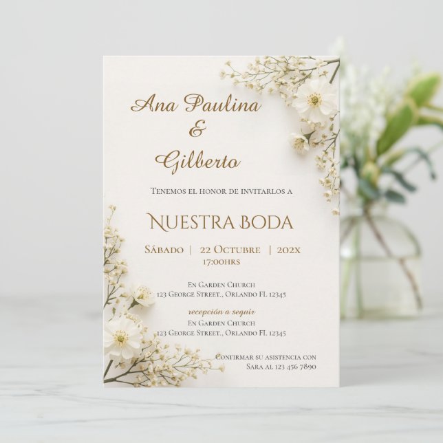 Boho Spanish Wedding Invitation (Standing Front)