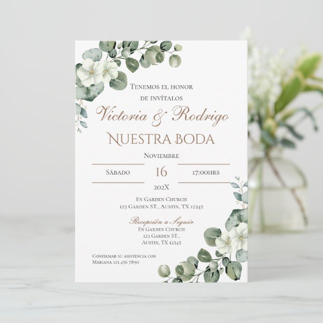 Boho Spanish Wedding Invitation (Standing Front)