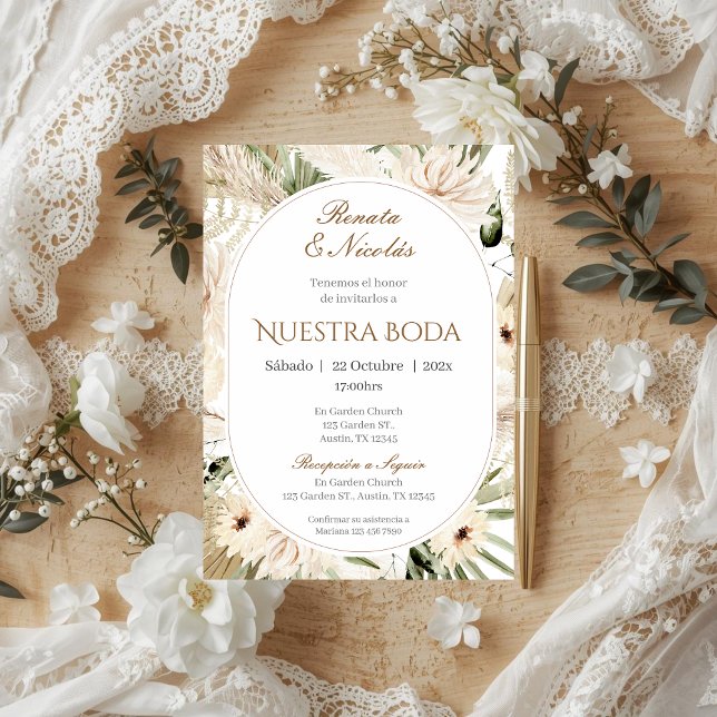 Boho Spanish Wedding Invitation (Creator Uploaded)