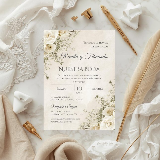 Boho Spanish Wedding Invitation (Creator Uploaded)