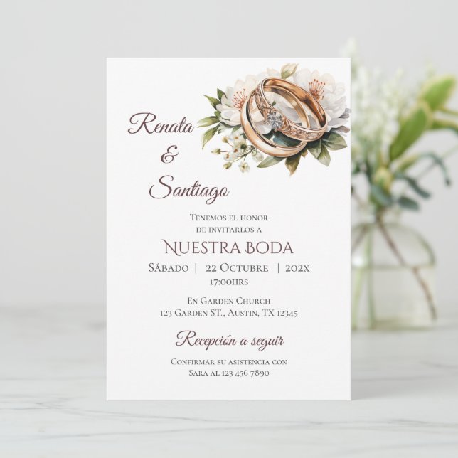 Boho Spanish Wedding Invitation (Standing Front)
