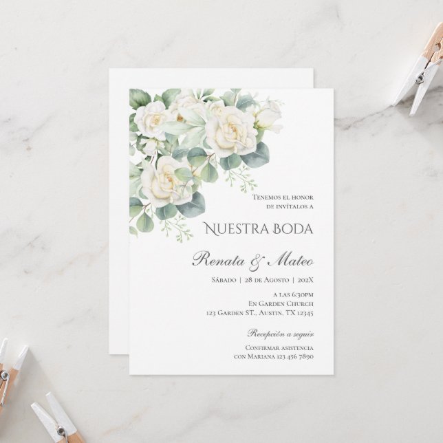 Boho Spanish Wedding Invitation (Front/Back In Situ)