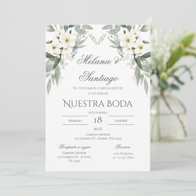 Boho Spanish Wedding Invitation (Standing Front)