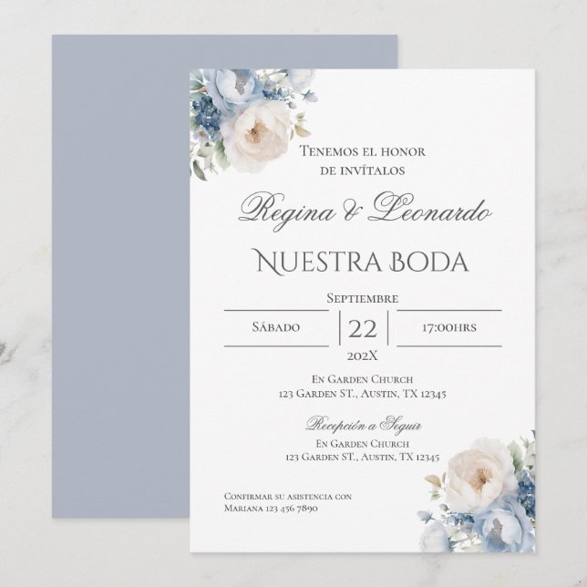 Boho Spanish Wedding Invitation (Front/Back)