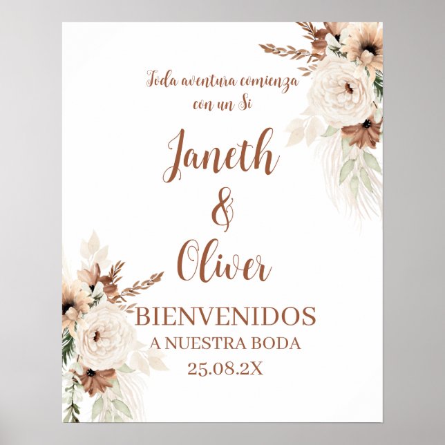 Boho Spanish Wedding Welcome sign (Front)