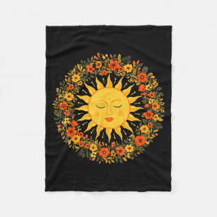 Boho Spiritual Sun Cute Bohemian Celestial Hippie Fleece Blanket