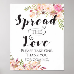 Boho Spread the Love , favour sign, wedding favour Poster