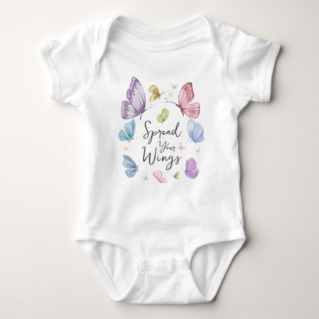 Boho Spread Your Wings Butterfly Baby One-piece Bodysuit (Front)