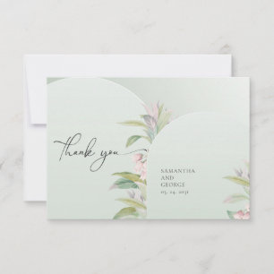Boho spring blush flowers eucalyptus greenery than thank you card