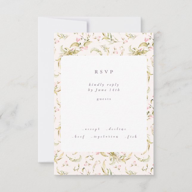 Boho Spring Botanical Big WildFlower Wedding RSVP  (Front)