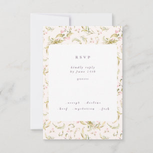Boho Spring Botanical Big WildFlower Wedding RSVP  Card