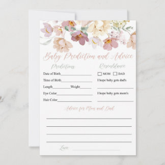 Boho Spring Floral Baby Prediction and Advice Card
